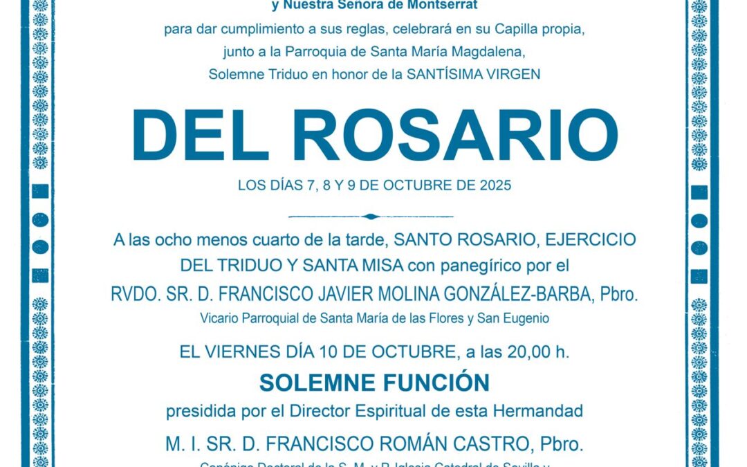 Triduo a Nuestra Señora del Rosario